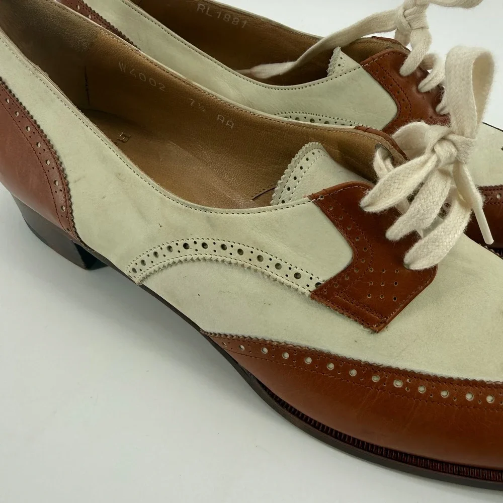 Vintage Polo Ralph Lauren Wingtip Oxfords Womens Size 7.5 AA Made In Italy